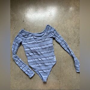 Free people movement blue laser cut bodysuit nwot Xs/s m/l